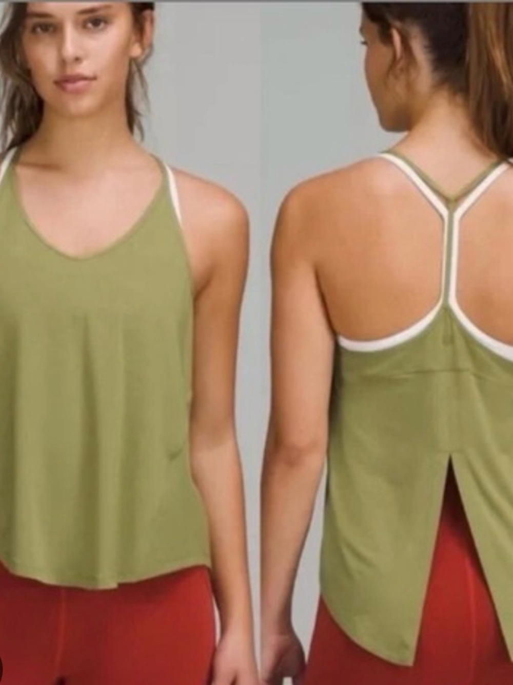Olive Green Racerback Split-Back Tank Top - Women
